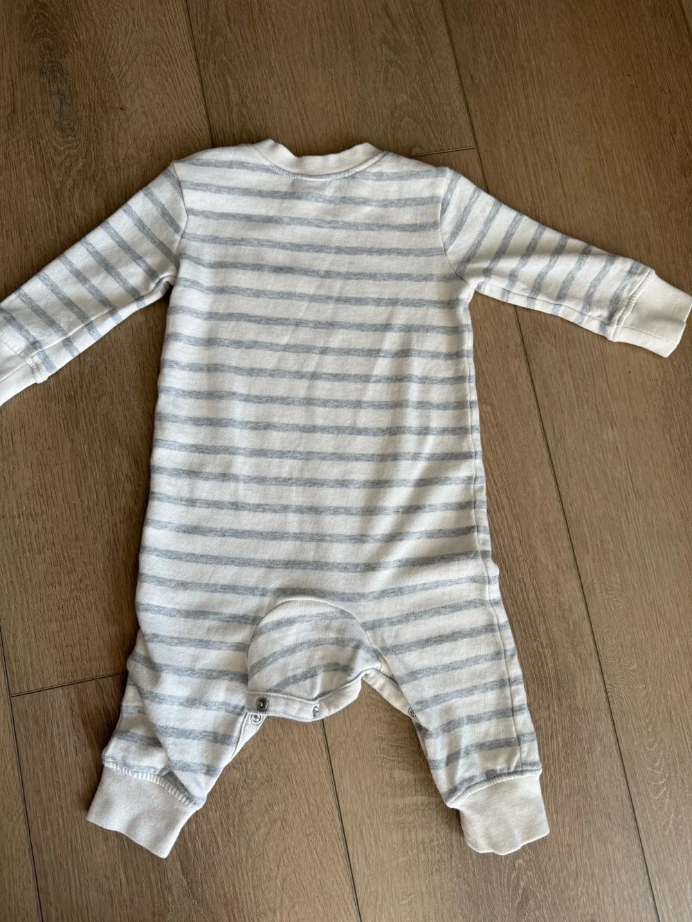 Nordstrom Cream & Light Gray Striped Baby One-Piece
